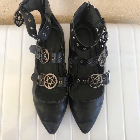 Killstar Shoes - Killstar Banshee Flat with Pentagram Details sz 8